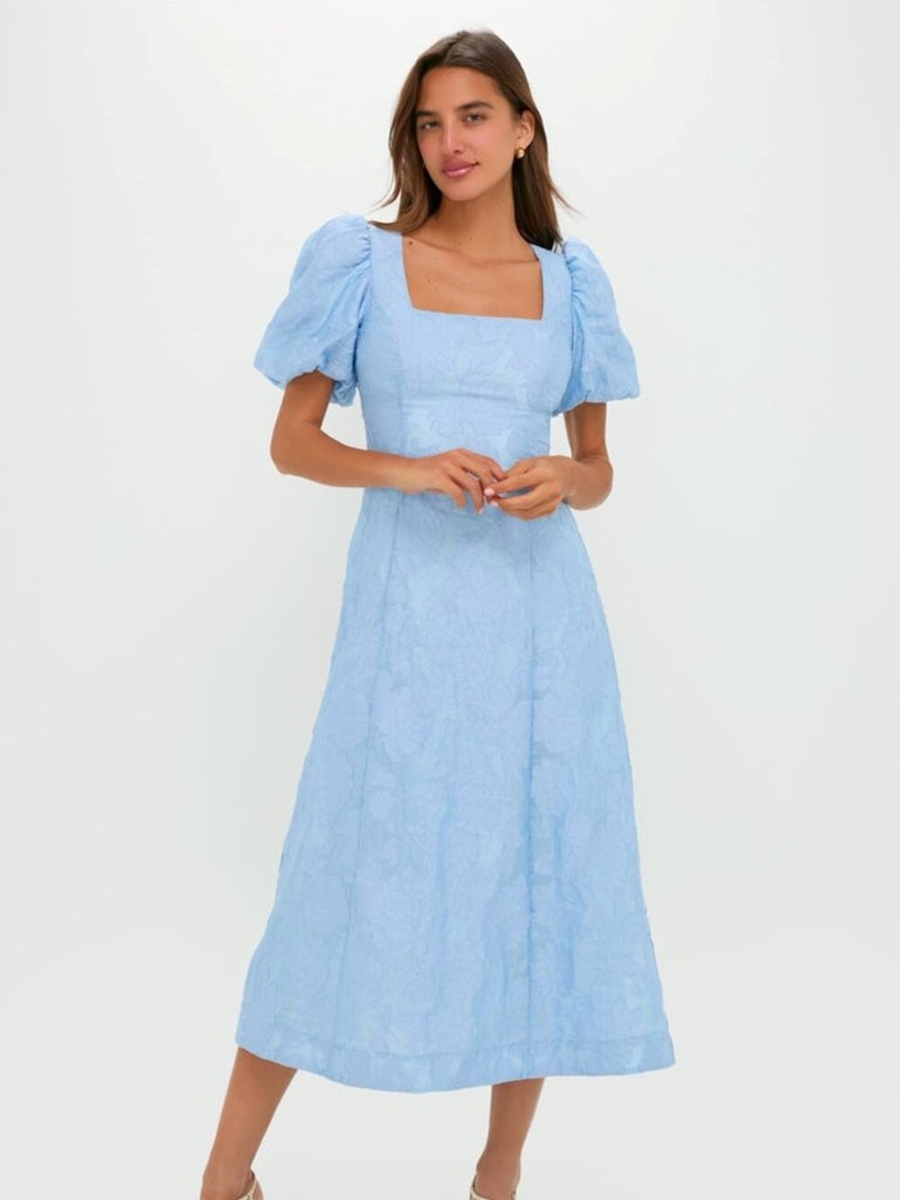 Hyacinth House Ice Blue Jacquard Inez Maxi Dress